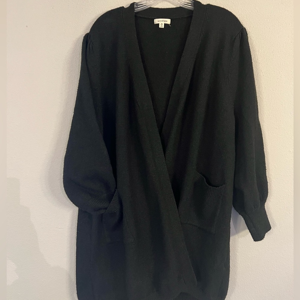 Max Studio, Balloon Sleeve Cardigan, 3x, Black
